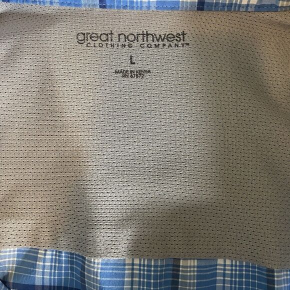 GREAT NORTHWEST Shirt Plaid Button Short Sleeve Fishing Outdoor Mens L Blue - Picture 4 of 8